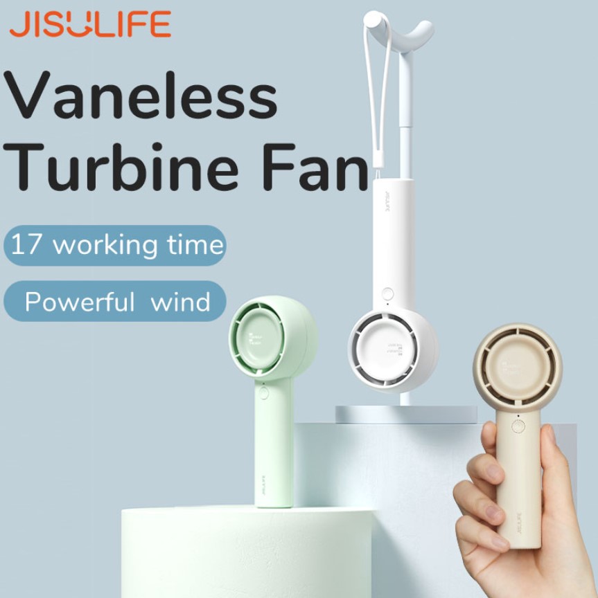 JISULIFE Mini Portable Fan Powerful Trubo Rechargeable Bladeless Fans Ultra-quiet Personal Hand Fan