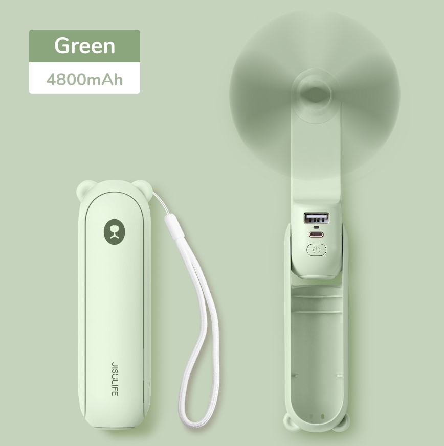 JISULIFE Portable Fan Mini Handheld Fan USB 4800mAh Recharge Hand Held Small Pocket Fan