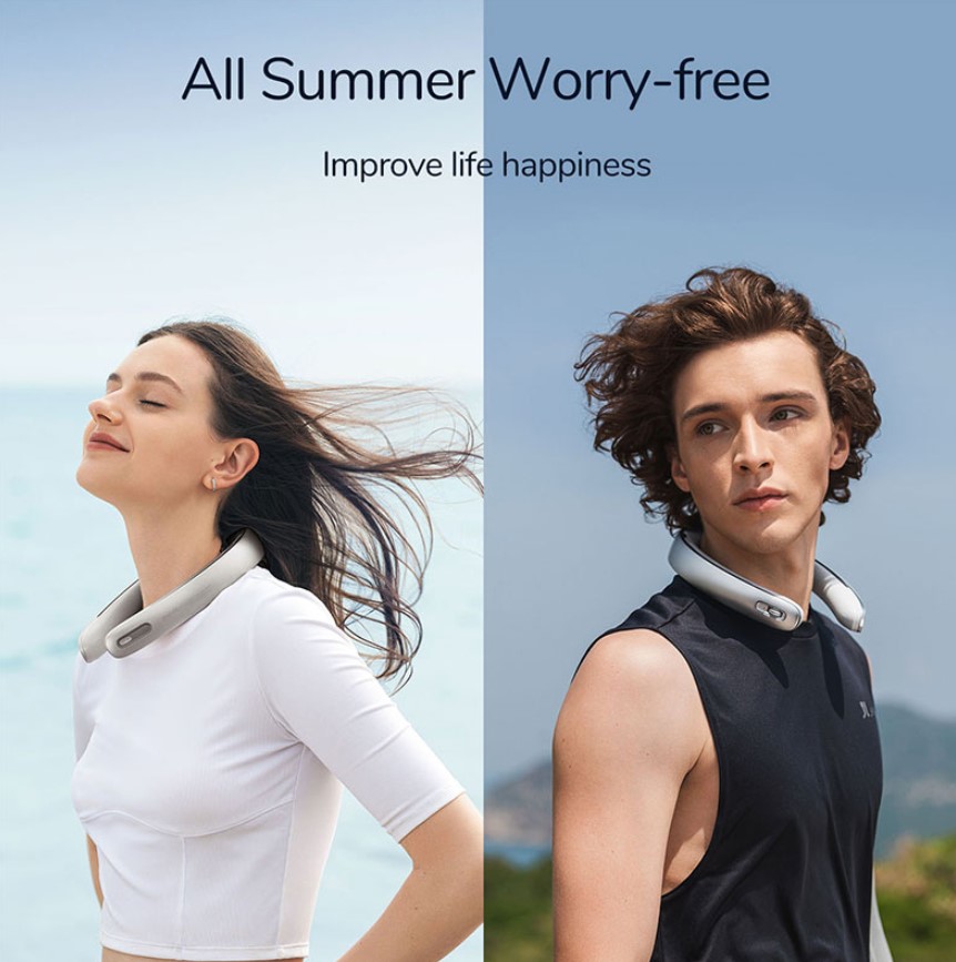 JISULIFE Portable Neck Fan 100 Speed Wind 5000mah Battery 17 Hour Work Time Mini Electric Neck Fan