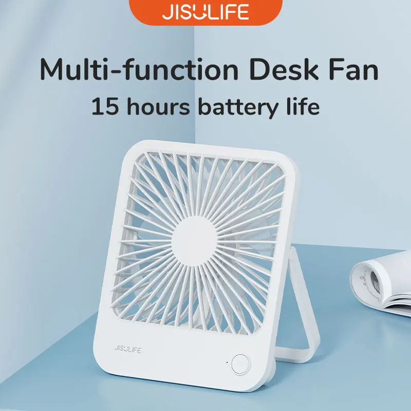 JISULIFE Portable Small Desk Fan Ultra Quiet Table Fan USB Rechargeable Cooling Fan