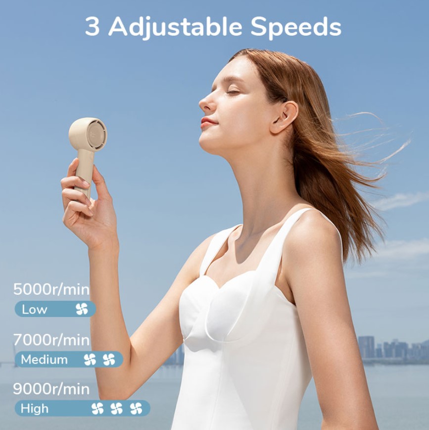 JISULIFE Mini Portable Fan Powerful Trubo Rechargeable Bladeless Fans Ultra-quiet Personal Hand Fan
