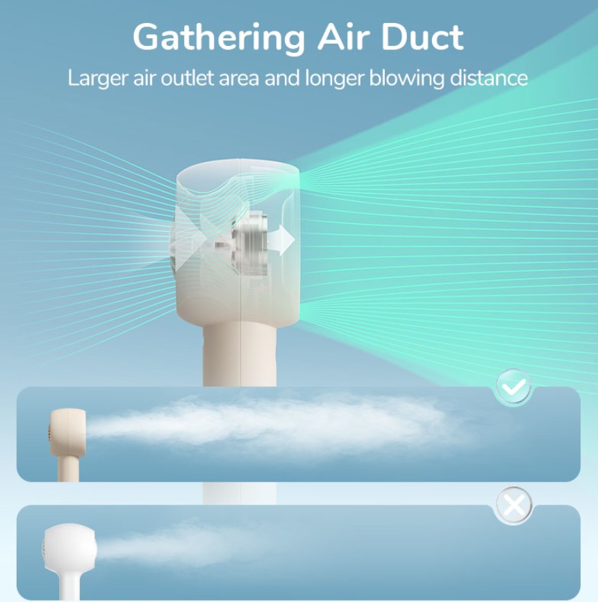 JISULIFE Mini Portable Fan Powerful Trubo Rechargeable Bladeless Fans Ultra-quiet Personal Hand Fan