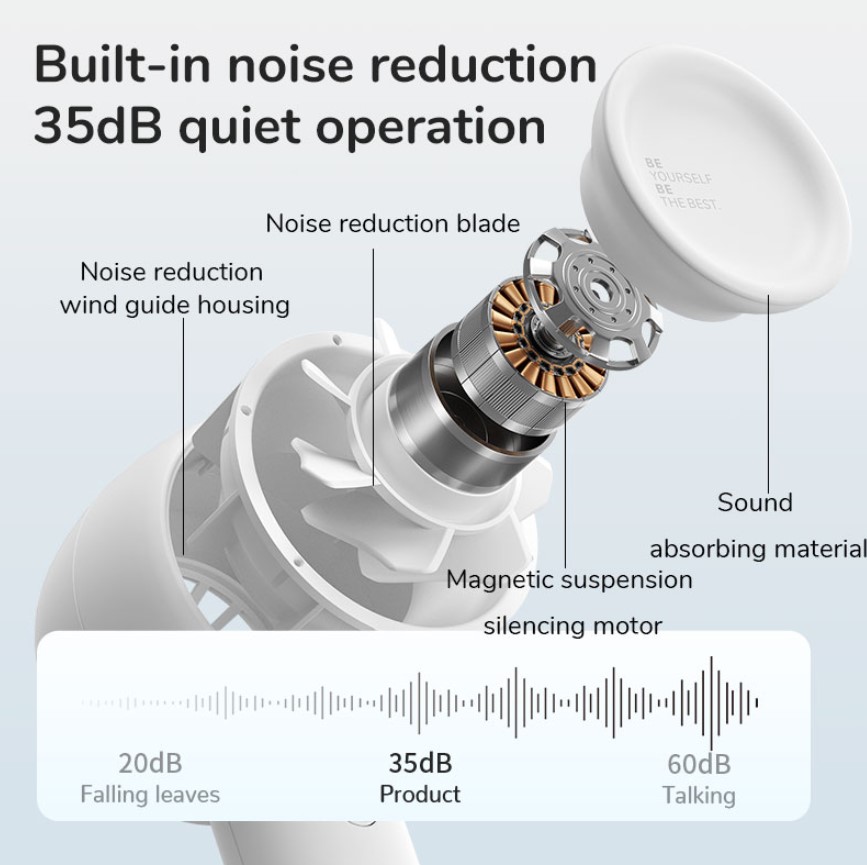 JISULIFE Mini Portable Fan Powerful Trubo Rechargeable Bladeless Fans Ultra-quiet Personal Hand Fan