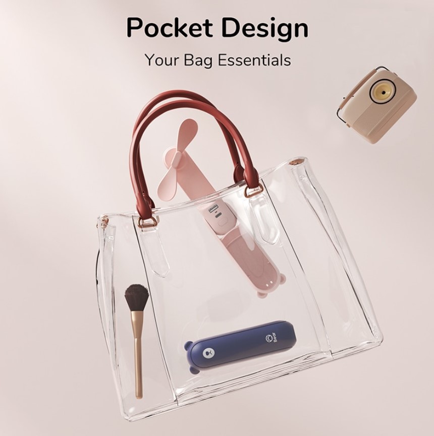 JISULIFE Portable Fan Mini Handheld Fan USB 4800mAh Recharge Hand Held Small Pocket Fan