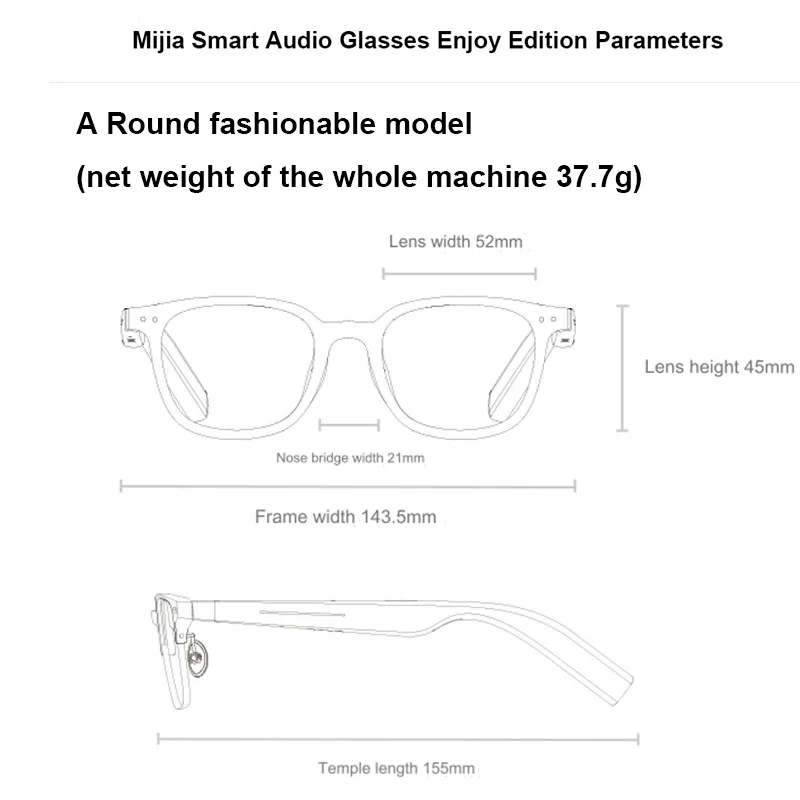 New Xiaomi Mijia Smart Audio Glasses Joyful Edition Call Noise Reduction Bluetooth Headset Audio Glasses