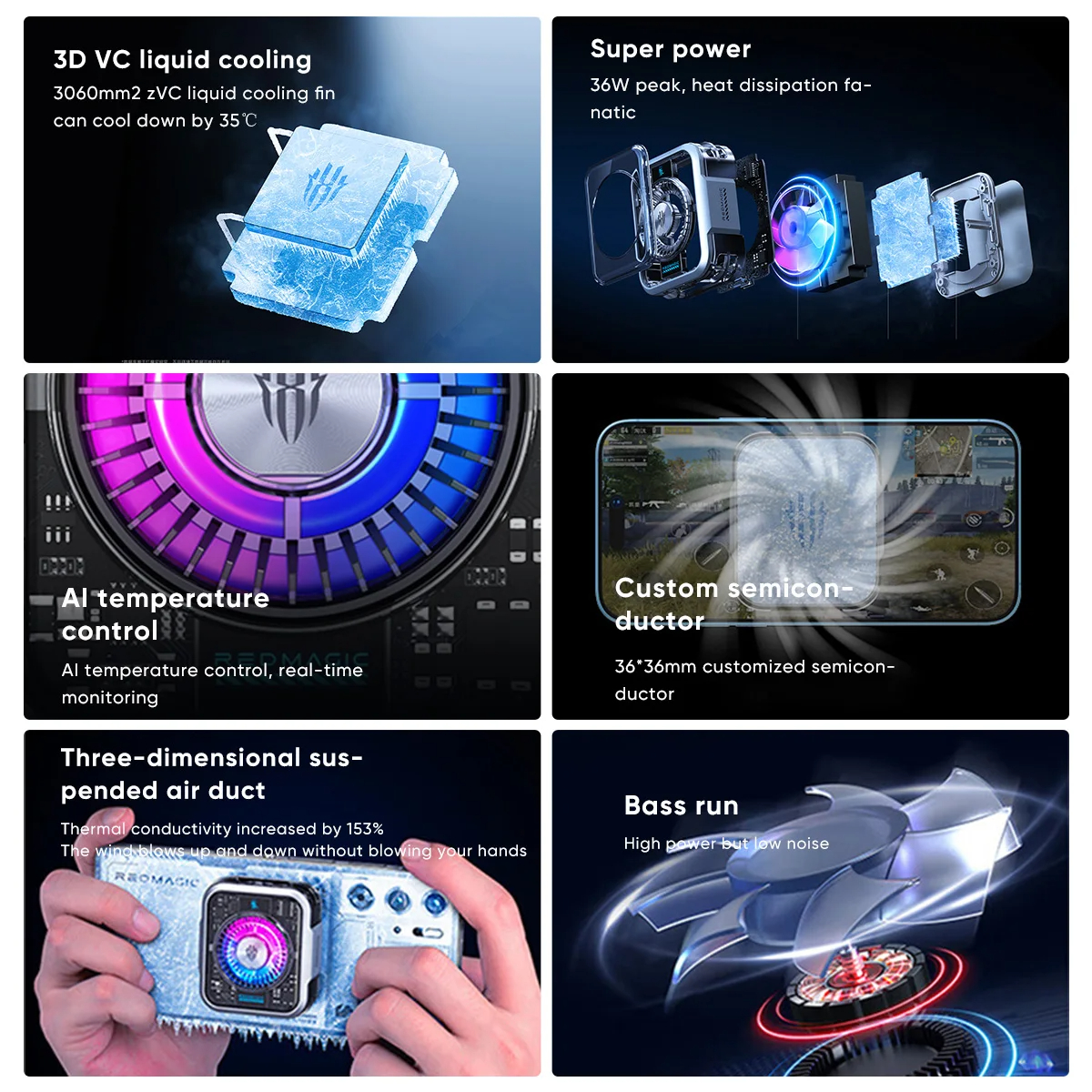 Nubia RedMagic VC Liquid Cooler 5 Pro Magnetic Phone Cooler for Red Magic 9 Pro iPhone 15 Pro Max