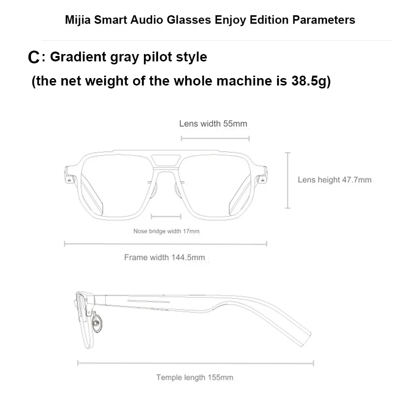 New Xiaomi Mijia Smart Audio Glasses Joyful Edition Call Noise Reduction Bluetooth Headset Audio Glasses