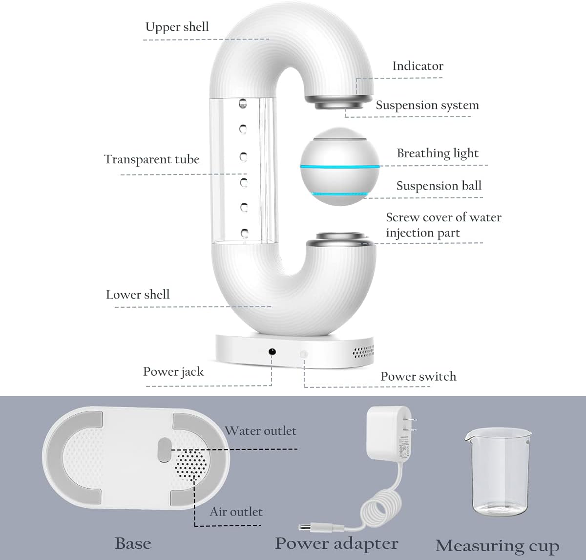 Air Purifier for Home or Office Desktop with Levitating Ball, Small Room Air Cleaner