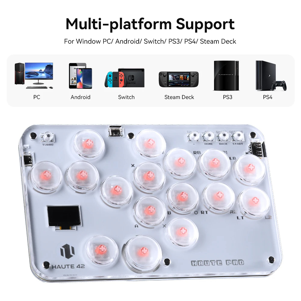 Haute42 Arcade Hitbox Controller Fight Stick PC Joystick Hitbox Controller Keyboard For Ps4 / Switch/Steam Arcade Fighting PC