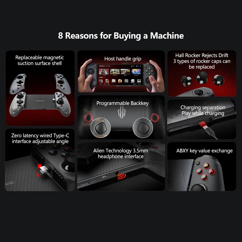 New Nubia Red Magic 9 8 8S Pro+ Shadow Blade 2 Gamepad Game Controller Type-C Handle
