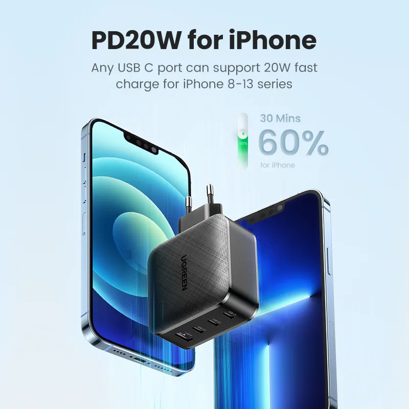 NEW UGREEN 65W GaN Charger Quick Charge 4.0 3.0 Type C PD USB Charger with QC 4.0 3.0 Fast Charger