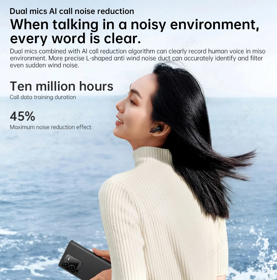 vivo TWS Air TWS Earphone Bluetooth 5.2 Dual Mic AI Noise Cancelling Wireless Headphone 25 Battery Life 14.2mm For Vivo X80 Pro