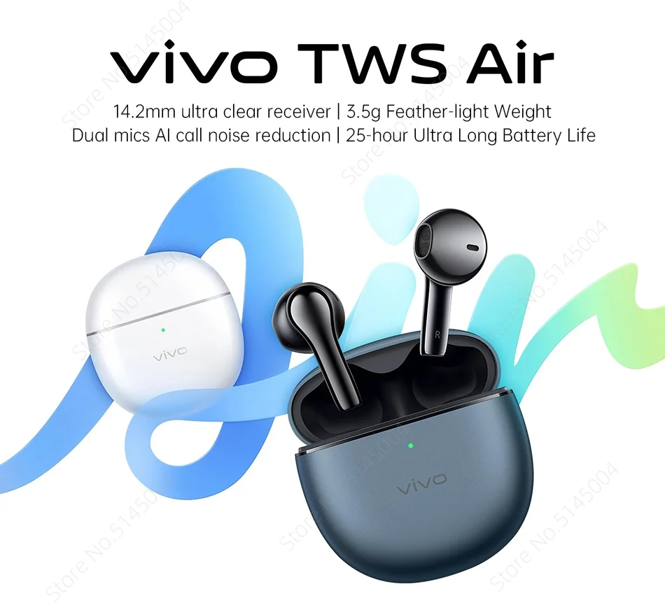 vivo TWS Air TWS Earphone Bluetooth 5.2 Dual Mic AI Noise Cancelling Wireless Headphone 25 Battery Life 14.2mm For Vivo X80 Pro