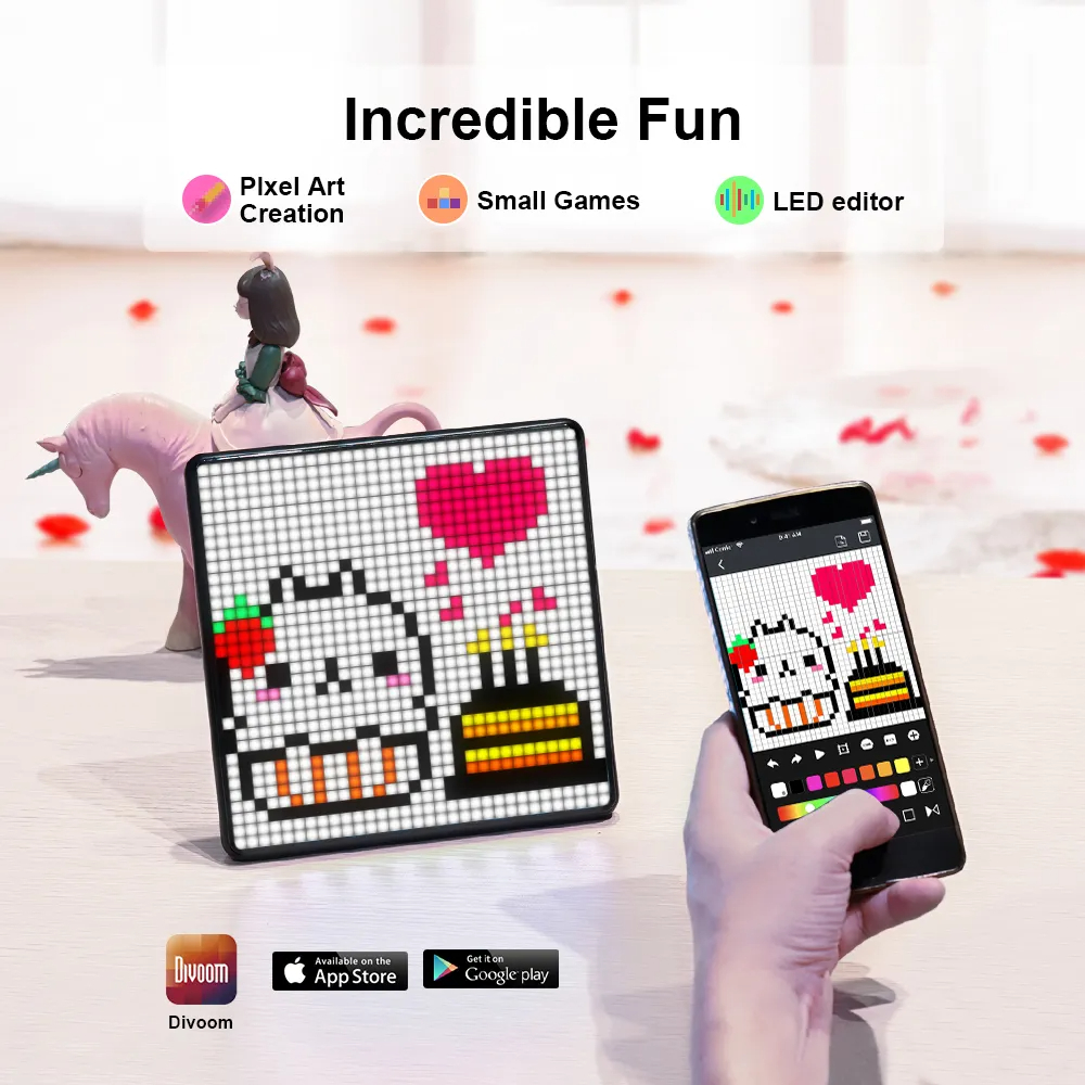 Divoom Pixoo Max Digital Photo Frame with 32*32 Pixel Art Programmable LED Display Board, Christmas Gift