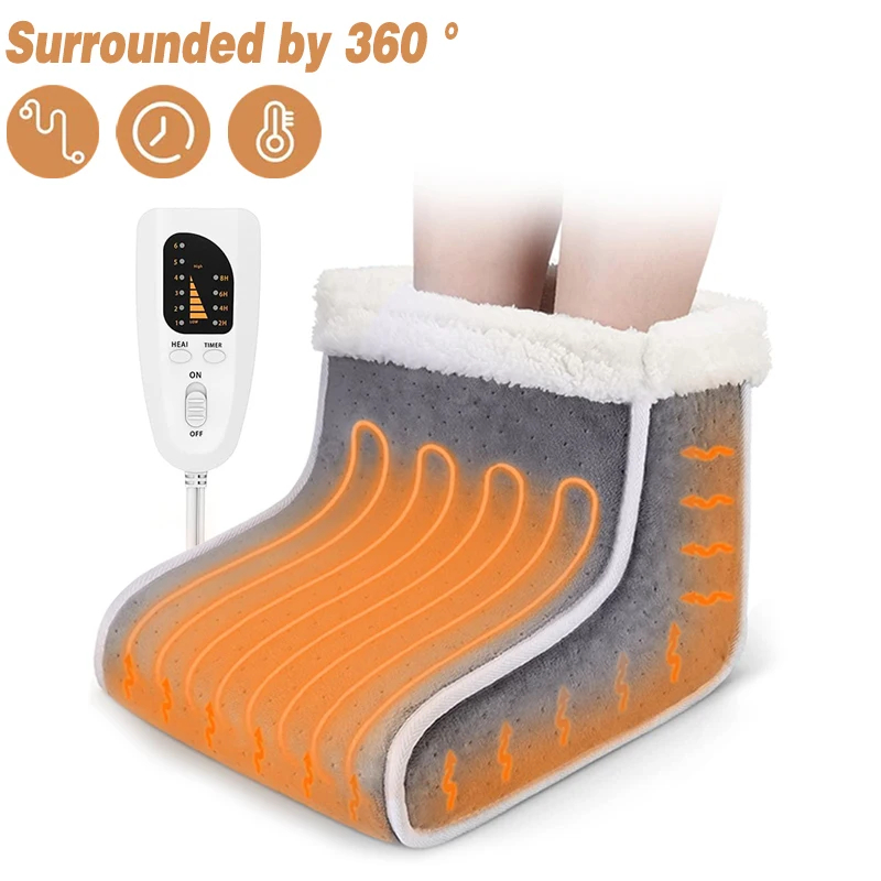 Electric Foot Warmer Heating Pad for Foot, USB Charging Power Saving Warm Foot Cover 6-Heating and 4-Timing Home Bedroom Sleep