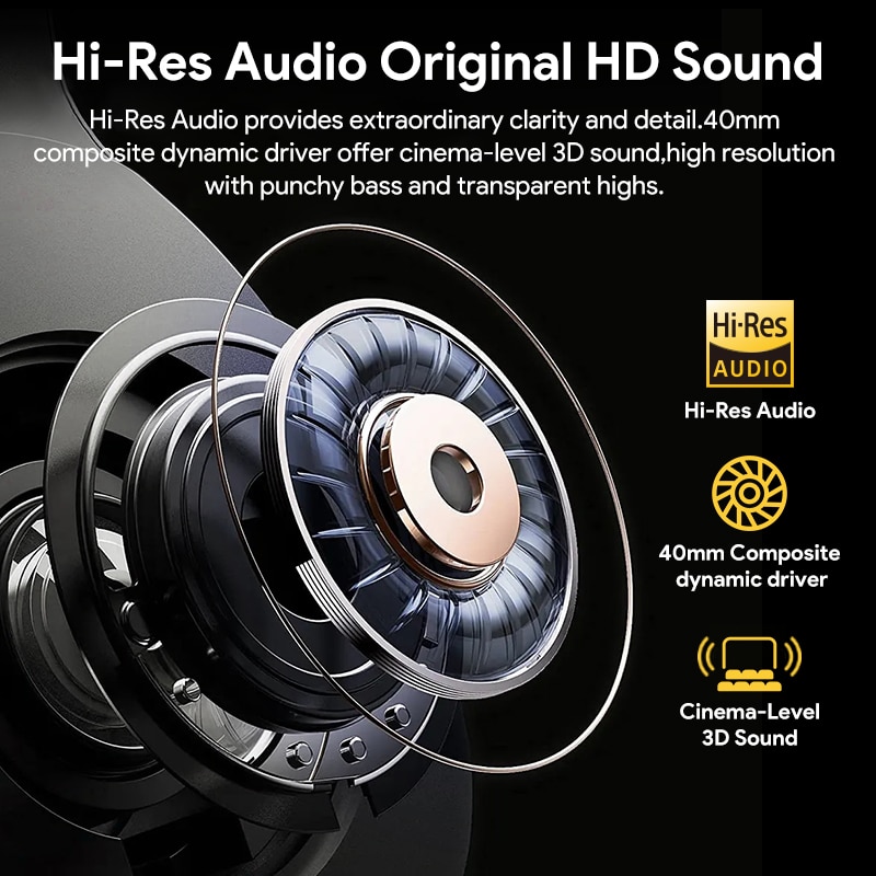 New QCY H3 ANC Wireless Headphones Bluetooth 5.3 Hi-Res Audio Over Ear Headset 43dB Hybrid Active Noise Cancellation Earphones 70H