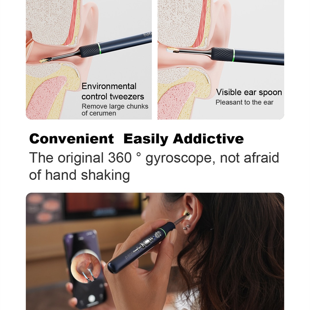 New Bebird Note5 Pro Smart Visual Ear Sticks Endoscope Tweezers High Precision Earpick Mini Camera Otoscope Ear Cleaner