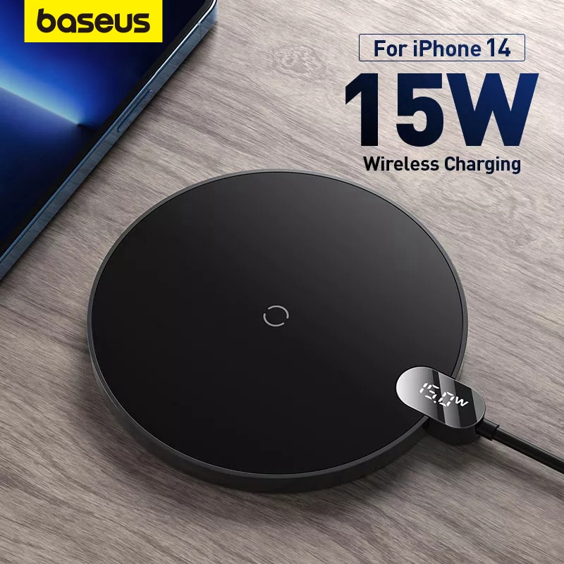Baseus 15W Qi Wireless Charger Digital Display Fast Wireless Charging
