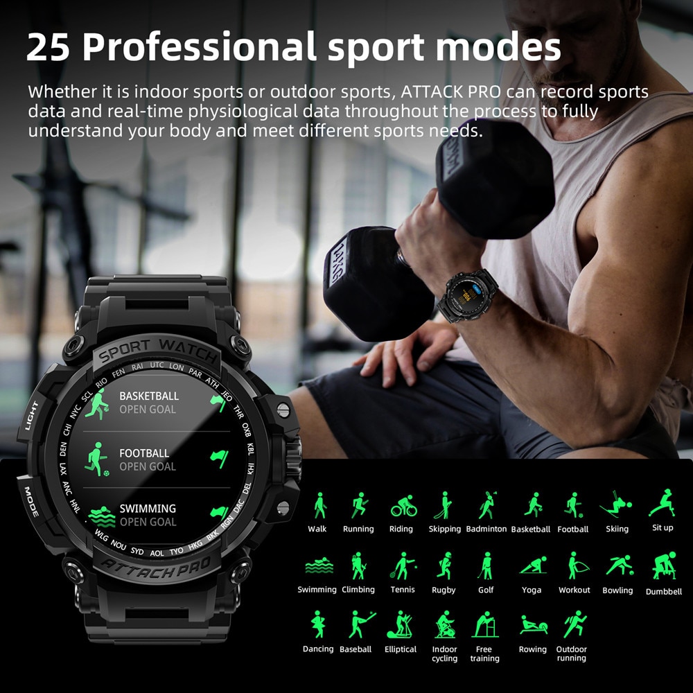 LOKMAT ATTACK Pro Sport Smart Watch Bluetooth Calls Watches 5ATM Waterproof Fitness Tracker Heart Rate Monitor