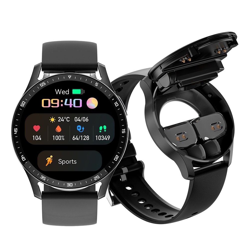 GEJIAN X7 Headset Smart Watch TWS 2 IN 1 Wireless Bluetooth Dual Earbuds Call Health Blood Pressure Sport Music Smartwatch