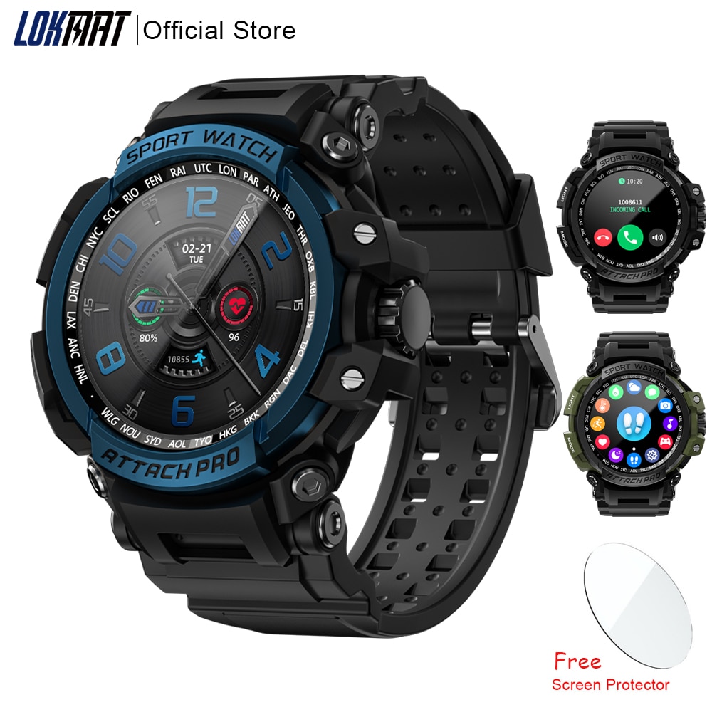 LOKMAT ATTACK Pro Sport Smart Watch Bluetooth Calls Watches 5ATM Waterproof Fitness Tracker Heart Rate Monitor