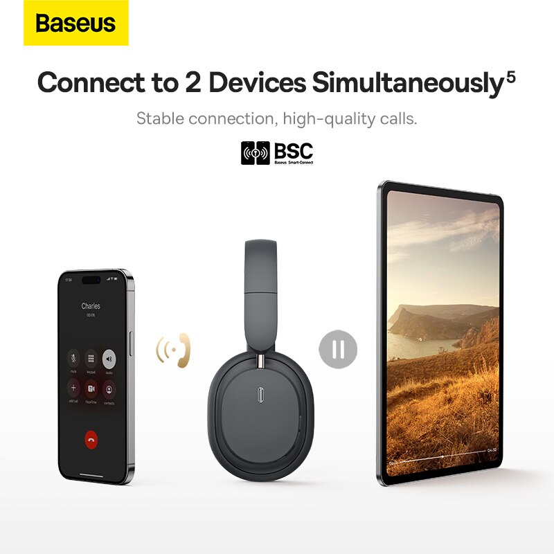 Baseus Bowie D05 Wireless Headphone Earphone Bluetooth 5.3 Headset HiFi Stereo Fones Foldable Wireless Wired Dual Use Headphones