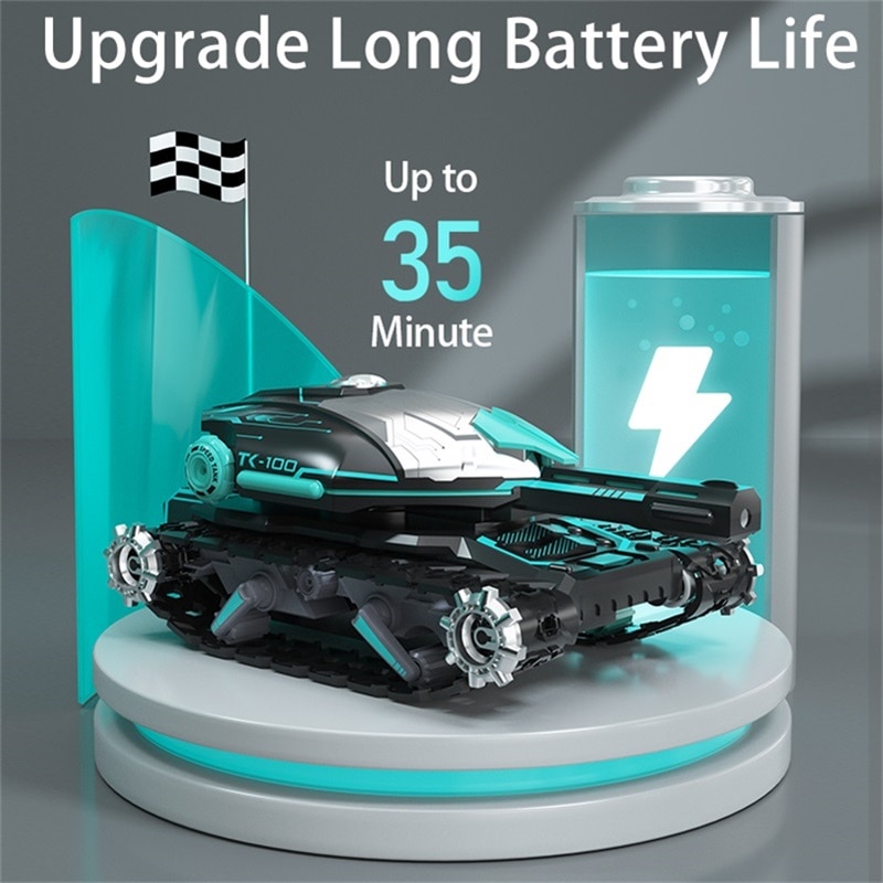 New RC Water Bomb Track Tank 2.4G Rotate Stunt Car Vehicle With Light&Music Gravity Watch Move Shoots