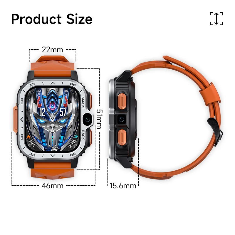 NEW LOKMAT APPLLP 4 MAX Android Smart Watch Phone Fitness Tracker Touch Screen Dual Camera GPS Wifi Call Wacth Heart Rate Monitor