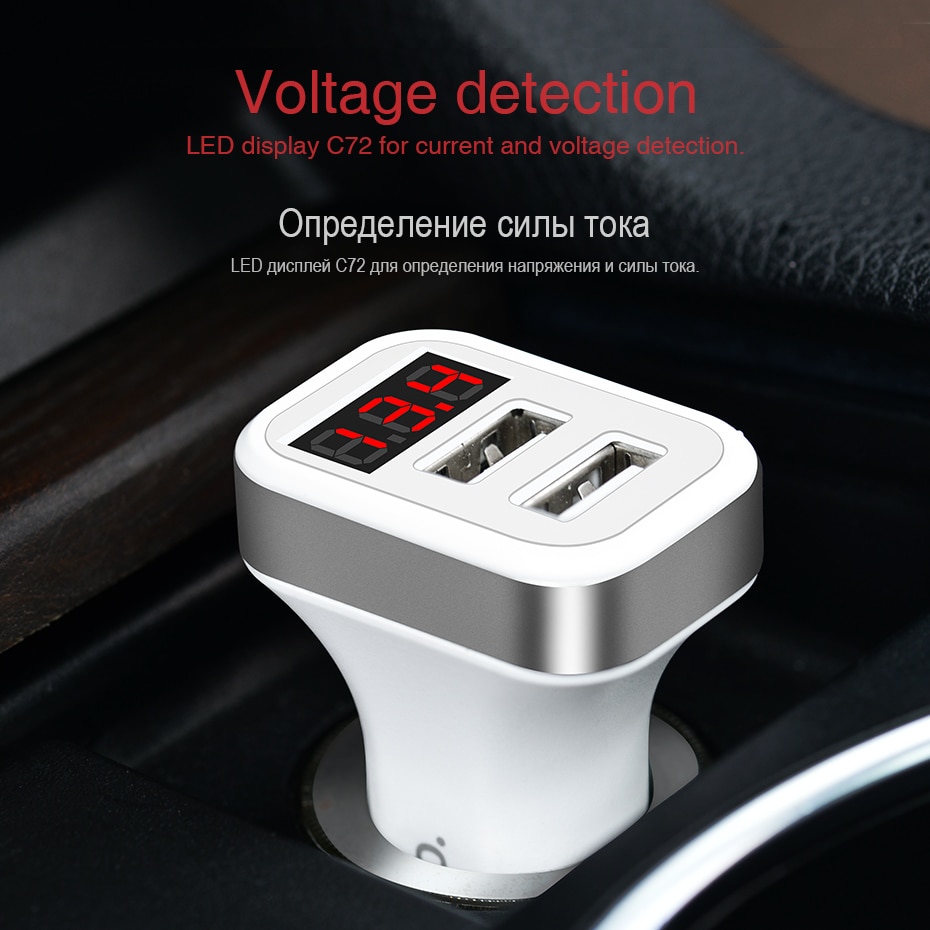 HOCO Car Charger Digital Display Dual USB Port