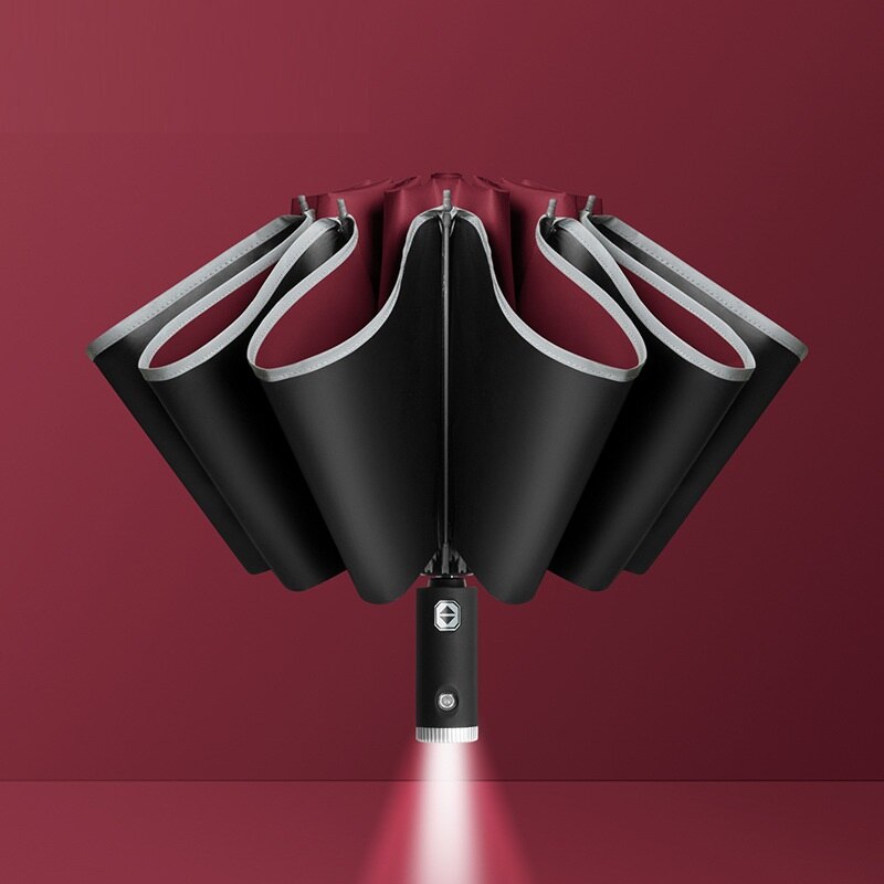 New Xiaomi Folding Light-emitting LED Reverse Umbrella Ten-bones Three-folding Automatic Umbrella