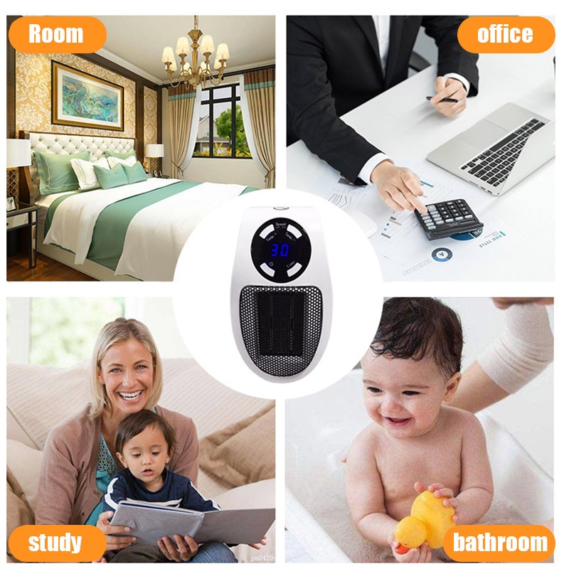 Electric Heater Portable Heater Plug in Wall Room Heating Stove Mini Household Radiator Remote Warmer Machine Winter