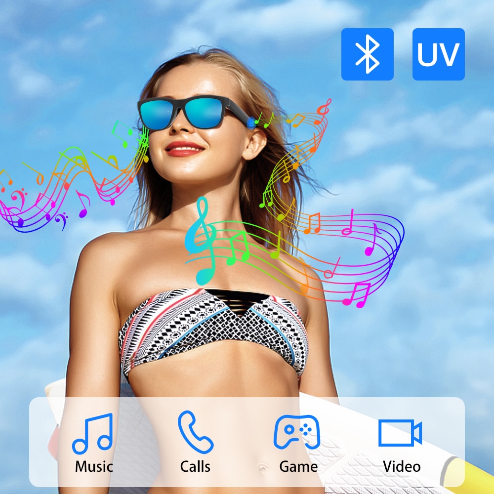 Smart Glasses Wireless Bluetooth 5.0 Sunglasses Outdoor Smart Sport Hands-Free Calling Calling Music Anti-Blue Eyeglasses