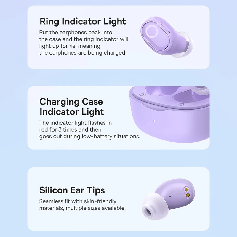 Baseus WM02 TWS Wireless Earphone Bluetooth 5.3 Headphone Headset True Wireless Earbuds