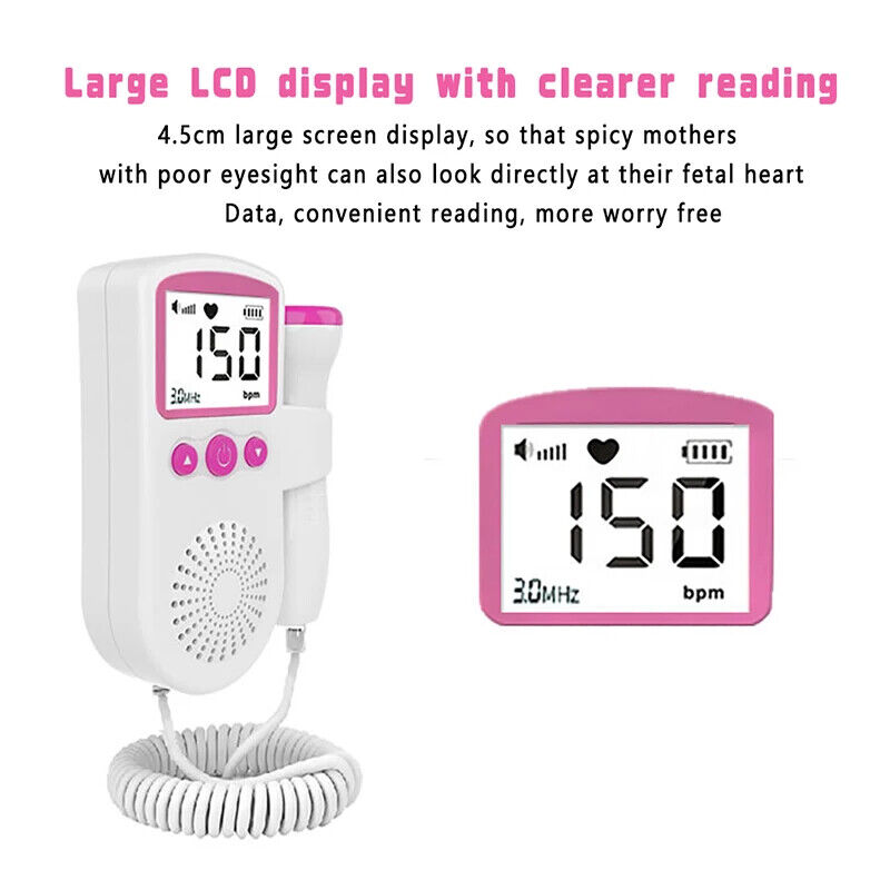 Fetal Doppler Detector Baby Heart Beat Rate Probe Prenatal Monitor Ultrasonic P3