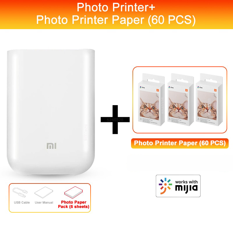 New Xiaomi Portable Mini Printer Mijia Mi ZINK Photo Pocket Printer AR Video Thermal DIY Color Print Sticker