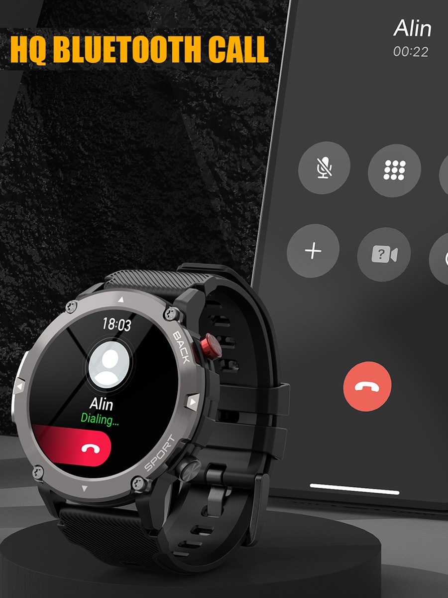 LEMFO LF26 Max Smart Watch Men Bluetooth Call Smartwatch IP68 Waterproof 360 HD Screen 15 Days Standby