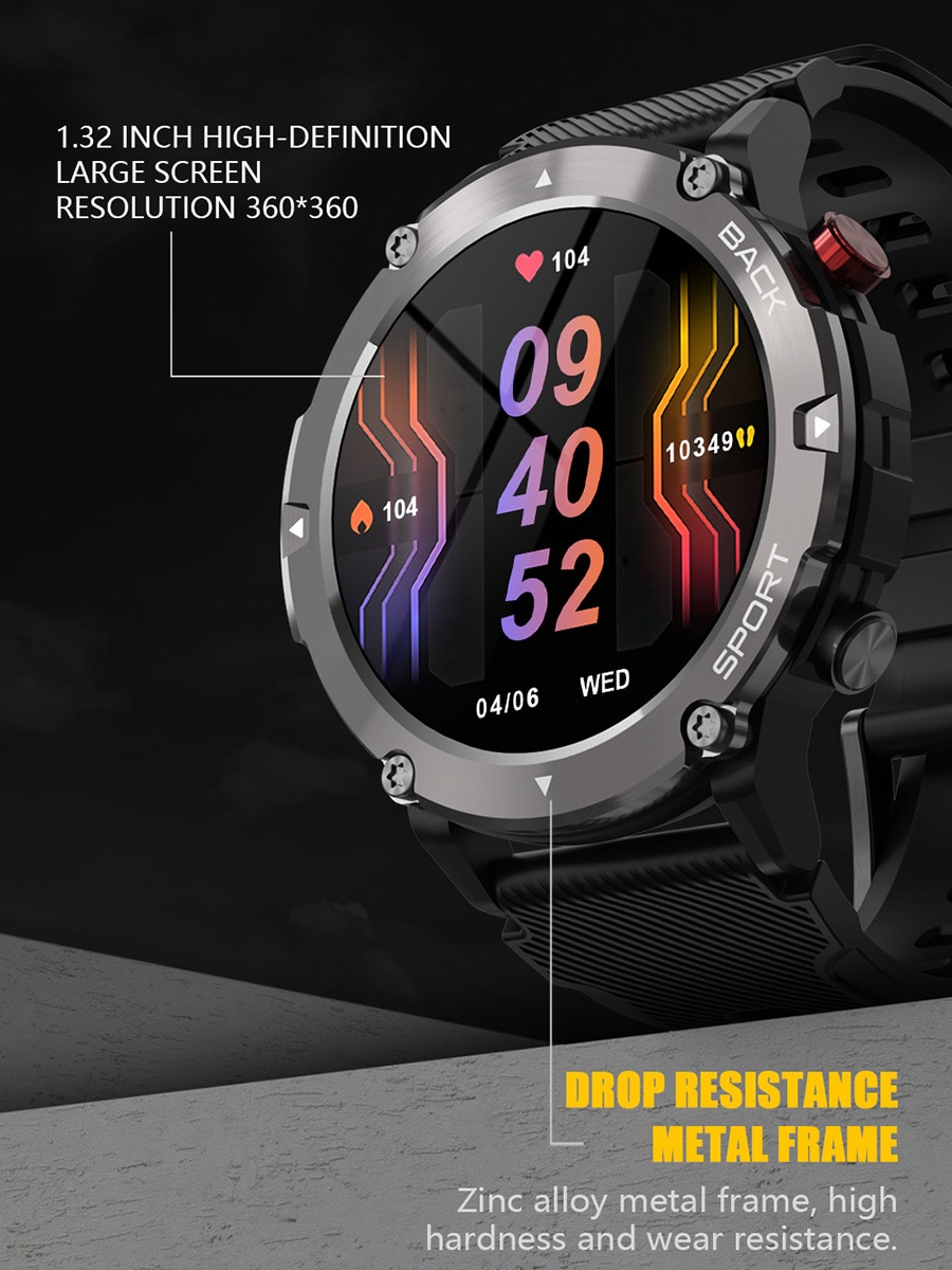 LEMFO LF26 Max Smart Watch Men Bluetooth Call Smartwatch IP68 Waterproof 360 HD Screen 15 Days Standby