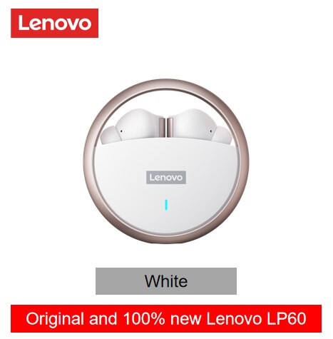 Lenovo LP60 Bluetooth Earphone TWS Wireless Rotatable Metal Cavity Ring Earphone