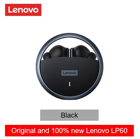 Lenovo LP60 Bluetooth Earphone TWS Wireless Rotatable Metal Cavity Ring Earphone