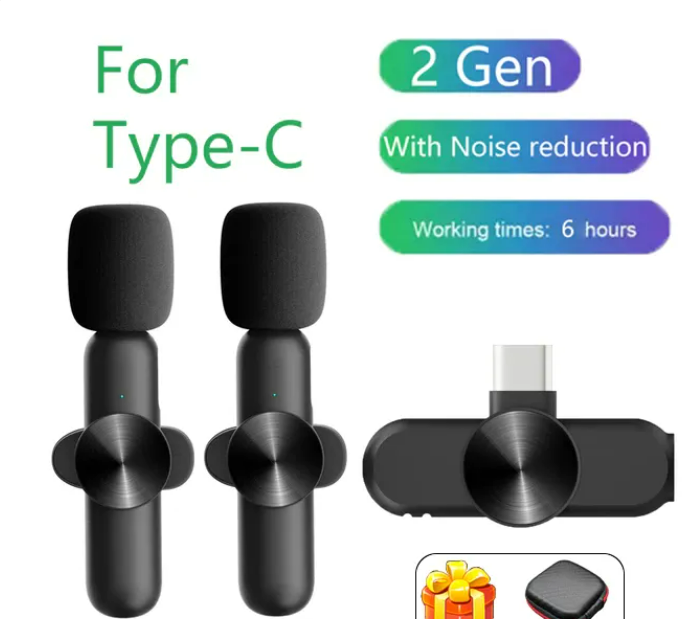 Wireless Lavalier Microphone Portable Audio Video Recording Mini Mic Live Broadcast Gaming Phone Microfonoe