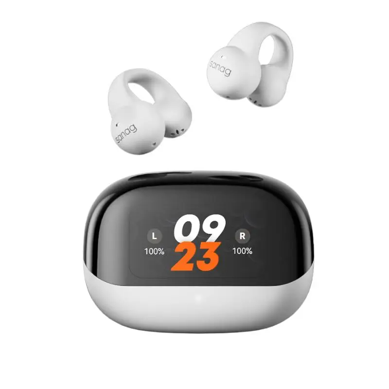 New Sanag S2 Pro AI Smart Screen Bluetooth Earphone Ear Clip Headset Wireless Open Ear TWS Sports Hifi Sound Earclip Earbuds