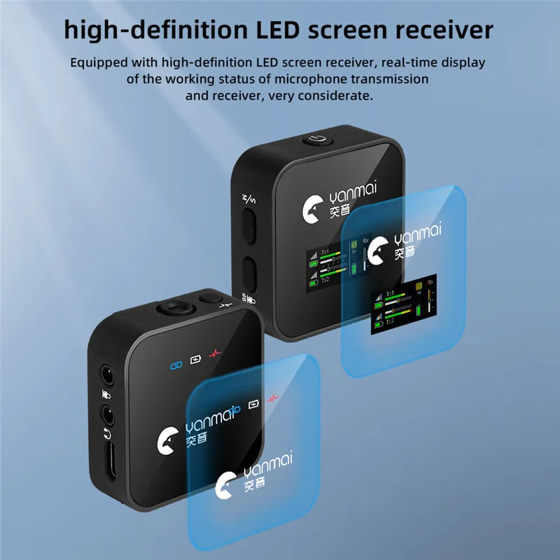 Yanmai GF525 Wireless Lavalier Microphone Bluetooth 2.4GHz Professional for GO PRO II Camera Interview Live Recording Iphone Mobile Phones