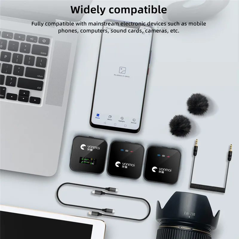 Yanmai GF525 Wireless Lavalier Microphone Bluetooth 2.4GHz Professional for GO PRO II Camera Interview Live Recording Iphone Mobile Phones