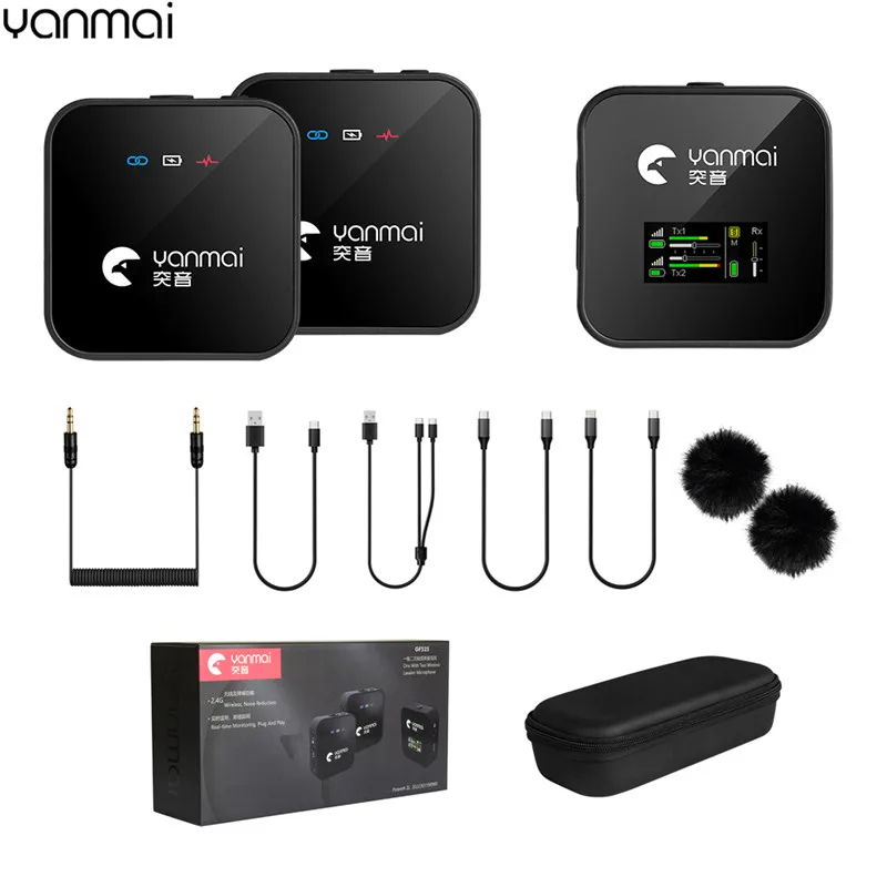 Yanmai GF525 Wireless Lavalier Microphone Bluetooth 2.4GHz Professional for GO PRO II Camera Interview Live Recording Iphone Mobile Phones