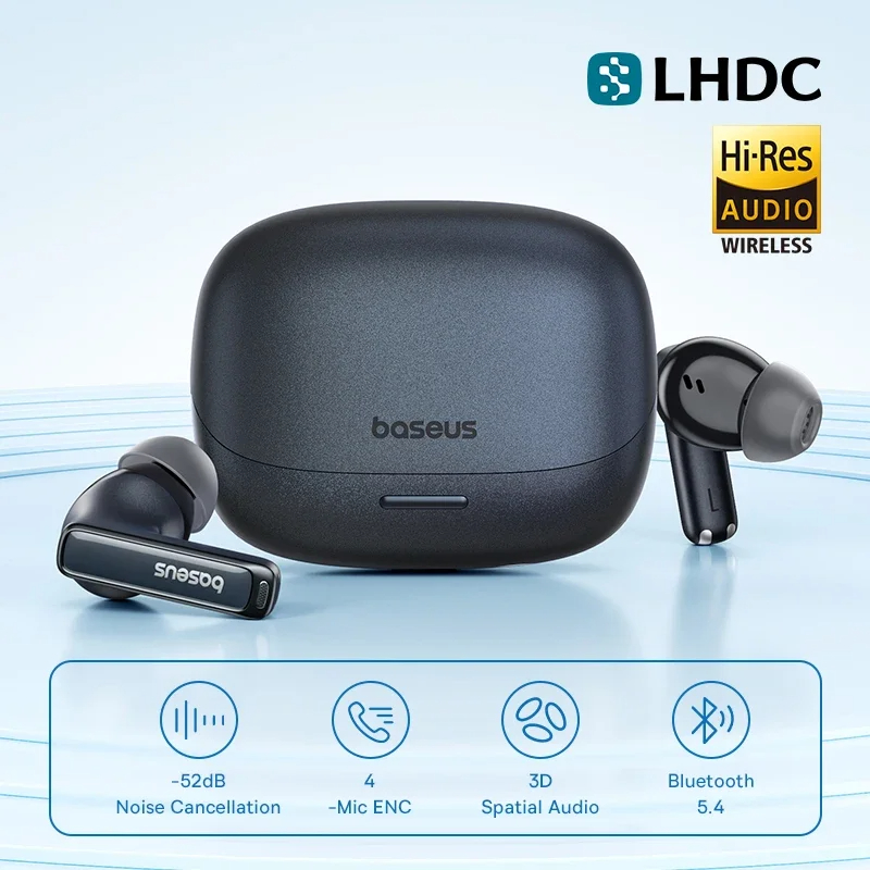 Baseus M2s pro Wireless Earphones Bluetooth 5.4 Support 3D Spatial Audio 4-Mics 52dB Active Noise Cancelling Customized Earbuds