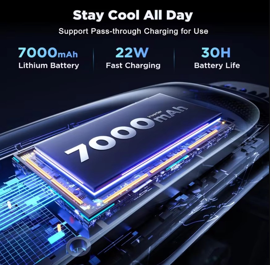 NEW AICE 3 AI Neck Air Conditioner 7000mAh 30H [Full-body Cooling/Heating] [Health Monitor] Neck Cooler Fan