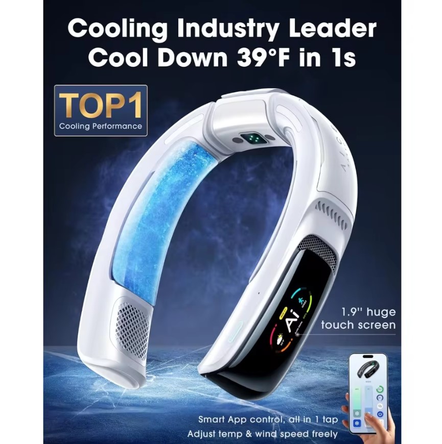 NEW AICE 3 AI Neck Air Conditioner 7000mAh 30H [Full-body Cooling/Heating] [Health Monitor] Neck Cooler Fan