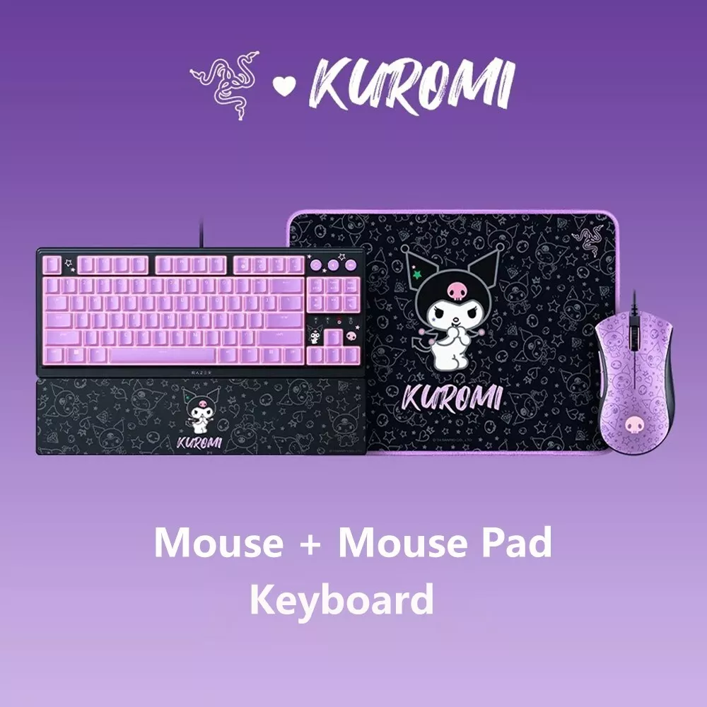 New Razer x Sanrio Kuromi DeathAdder Gaming Mouse and Mechanical Keyboard Bundle