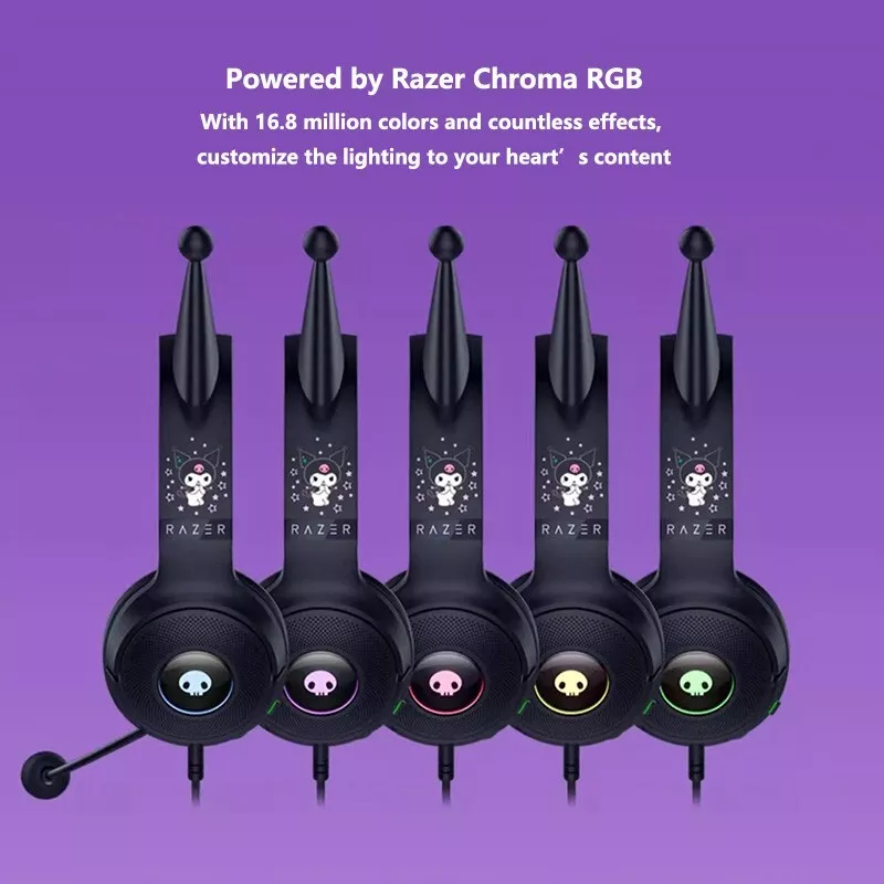 New Razer x Sanrio Kuromi Kraken V3 X Wired Headset Headphone Limited Edition