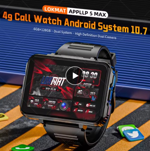 New LOKMAT APPLLP 5 MAX Android Watch Phone Square Big Screen Wifi 4G Calls Smartwatches